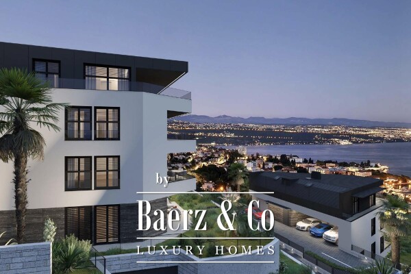 photo 2 Opatija, Center, a three-room penthouse in an excellent new building with a sea view of 173 m2